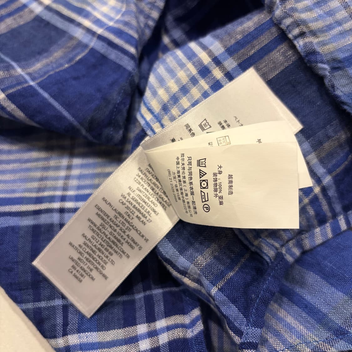 [XL] 폴로 랄프로렌 린넨 신형큐알 블루 체크 반팔 셔츠 C760 상품이미지7