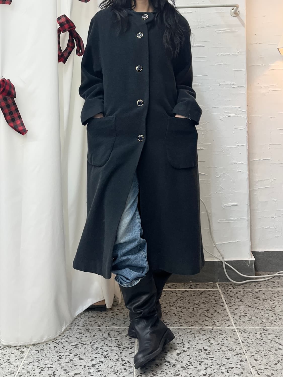 black hoodie wool coat 상품이미지2