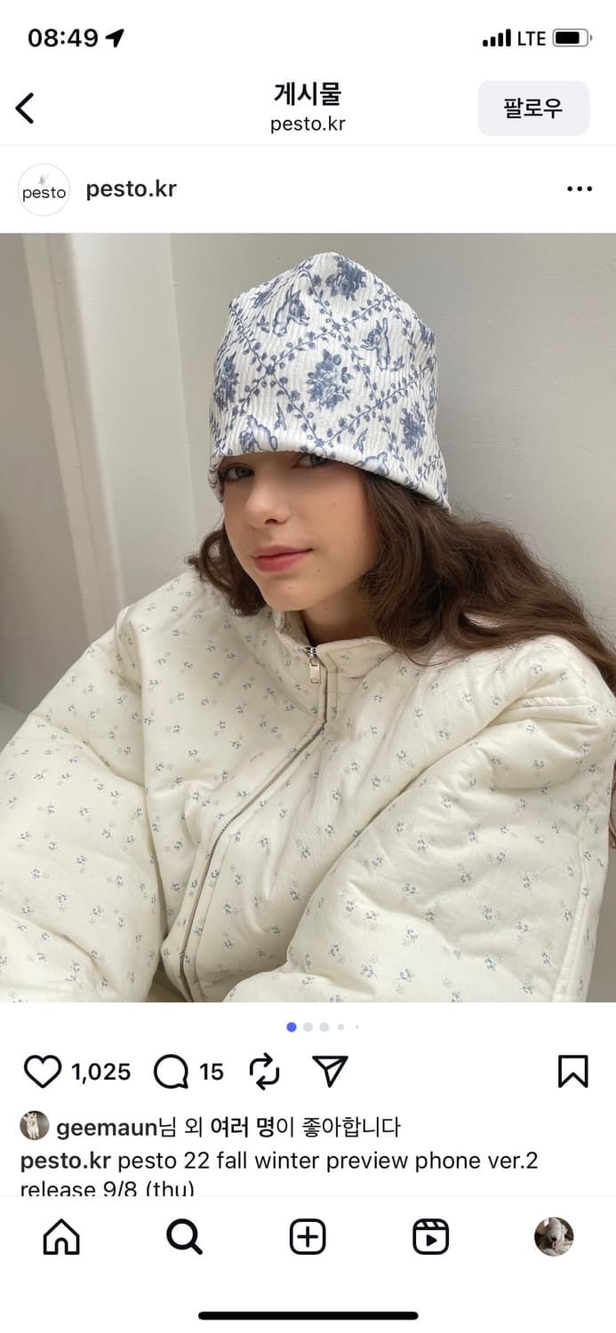 PESTO 꽃무늬 패딩 상품이미지1