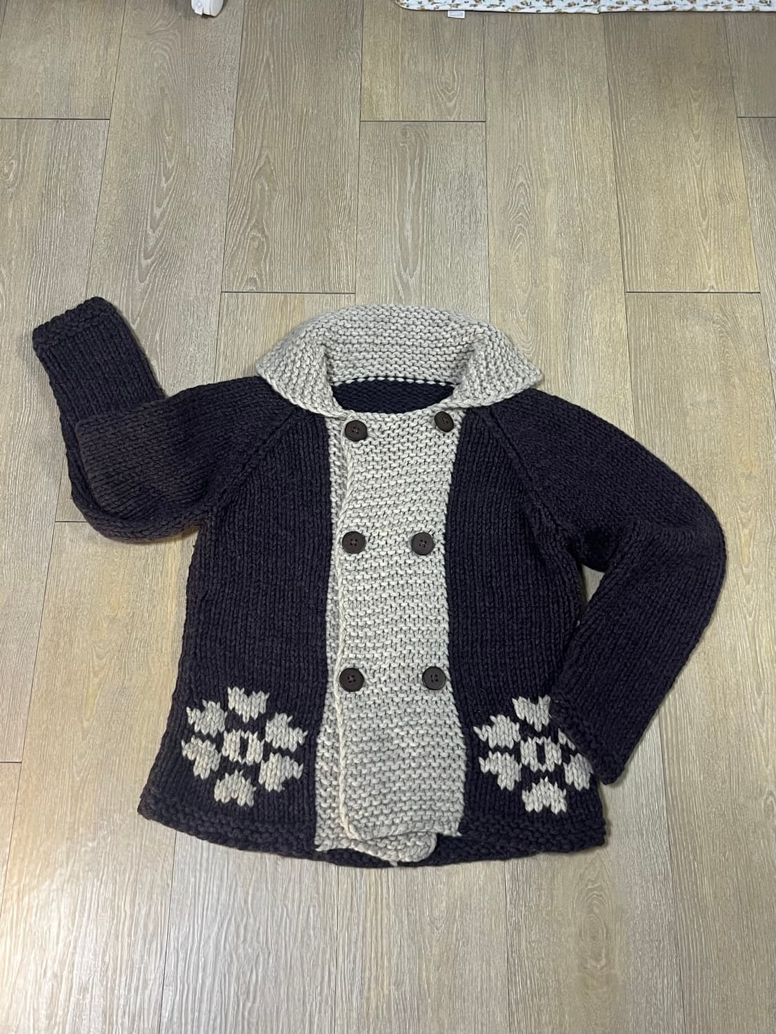 단추 포인트 보라색 가디건 상품이미지5