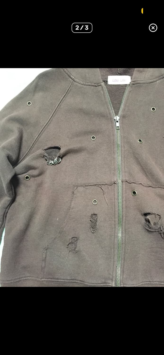 펀칭 데미지 디테일 빈티지 모리걸 히메갸루 그런지 후드집업 상품이미지2