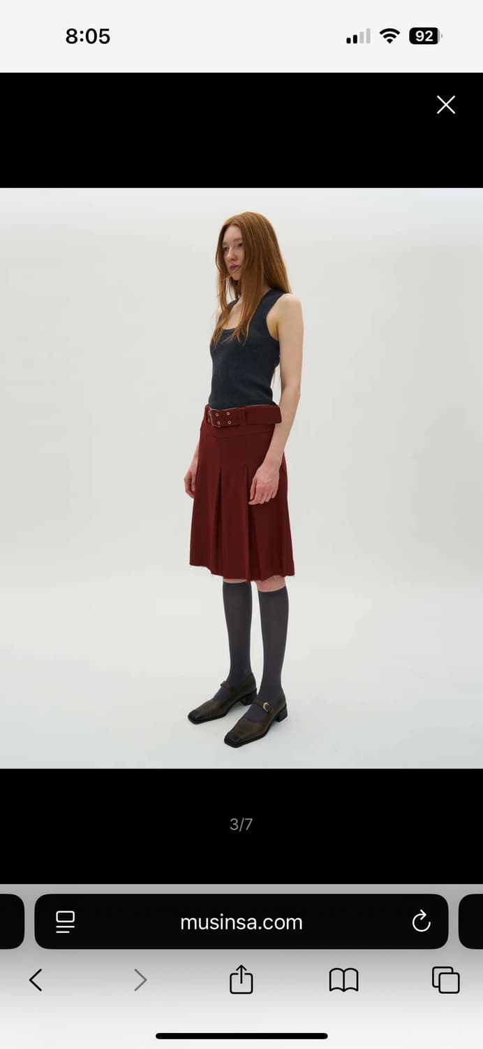 partimento 2 사이드 벨티드 컷 오프 플리츠 스커트 가넷 상품이미지3