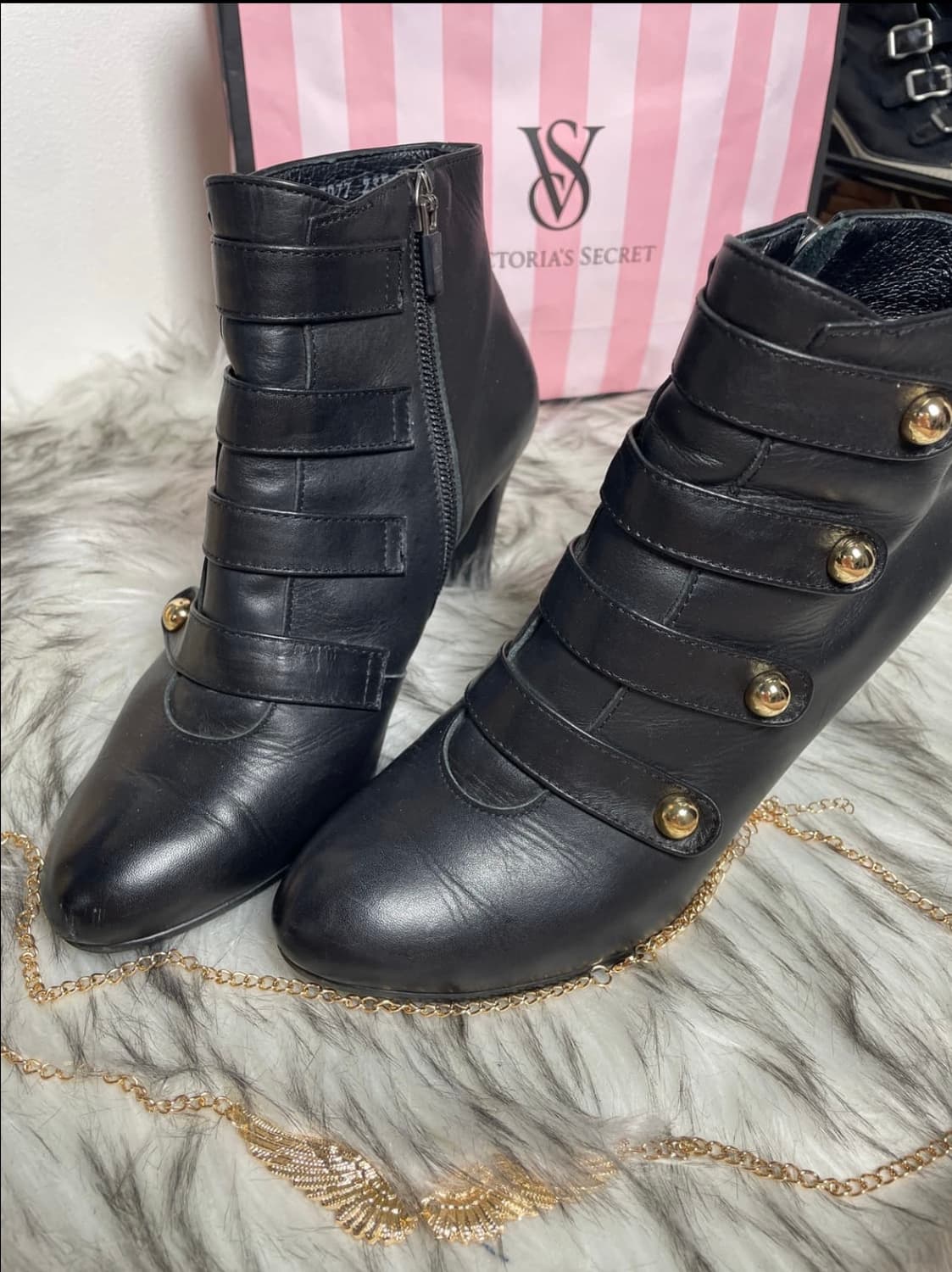 GO CCE 고세 골드 버튼 나폴레옹 앵클 부츠 힐 구두  상품이미지3