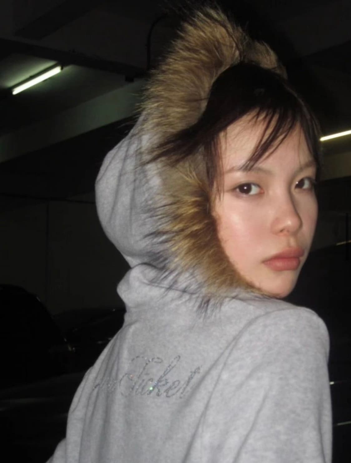 런웨이티켓 옛날버전 털후드집업 그레이 상품이미지1