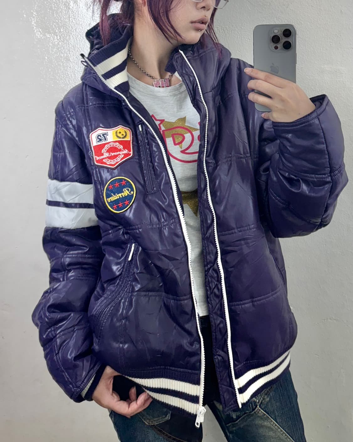 키치 지퍼 디테일 패딩 상품이미지2