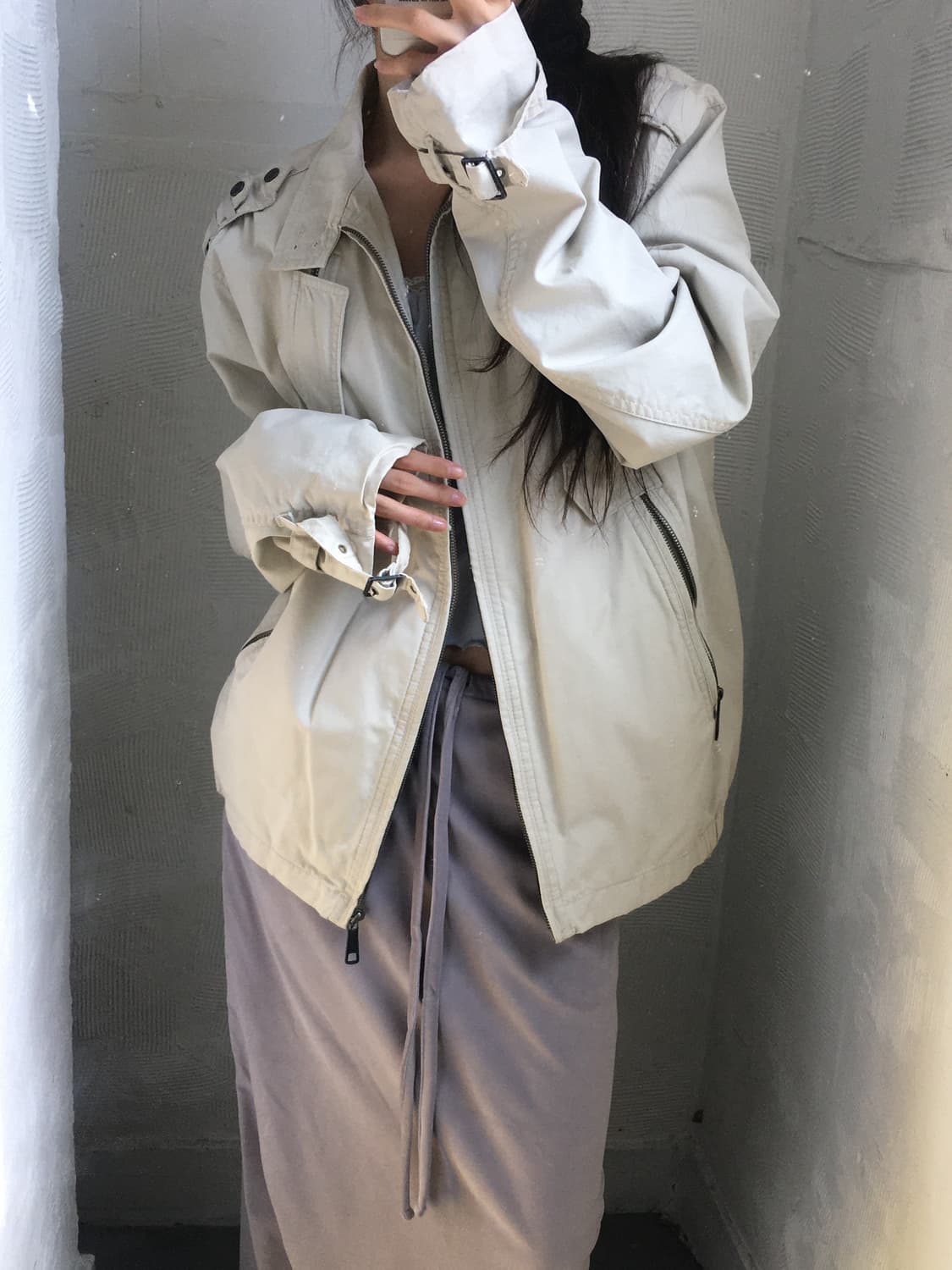 Diesel 디젤 아이보리 코튼 봄버 자켓 상품이미지2