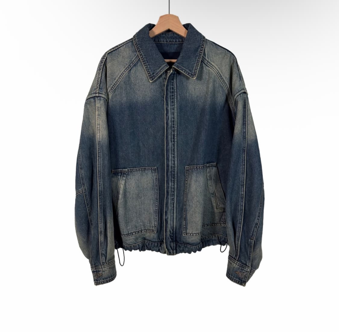[46] 준지 남성 포켓 가먼트다잉 워싱 지퍼 데님 트러커 자켓 블루 상품이미지1