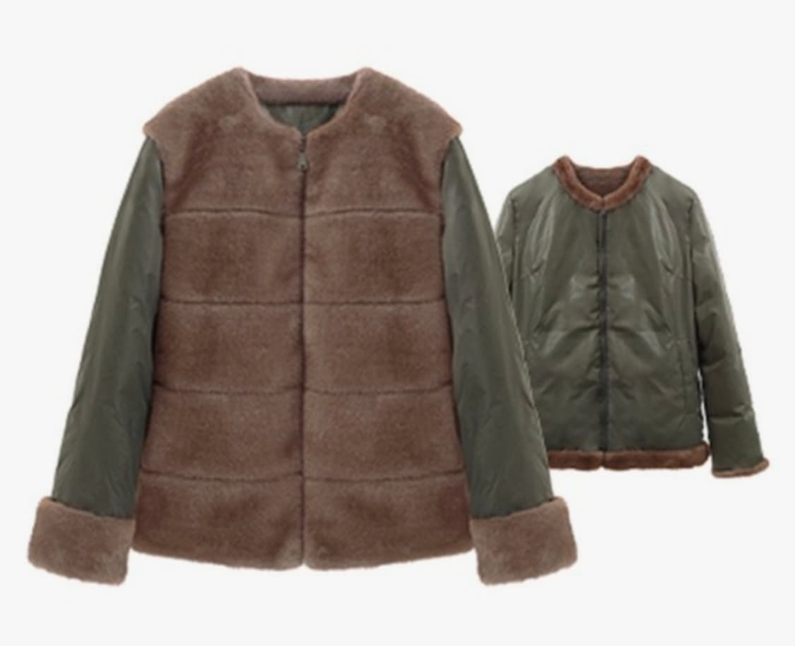 셀렙샵에디션의 FAUX밍크 헝가리구스다운 카키 상품이미지1