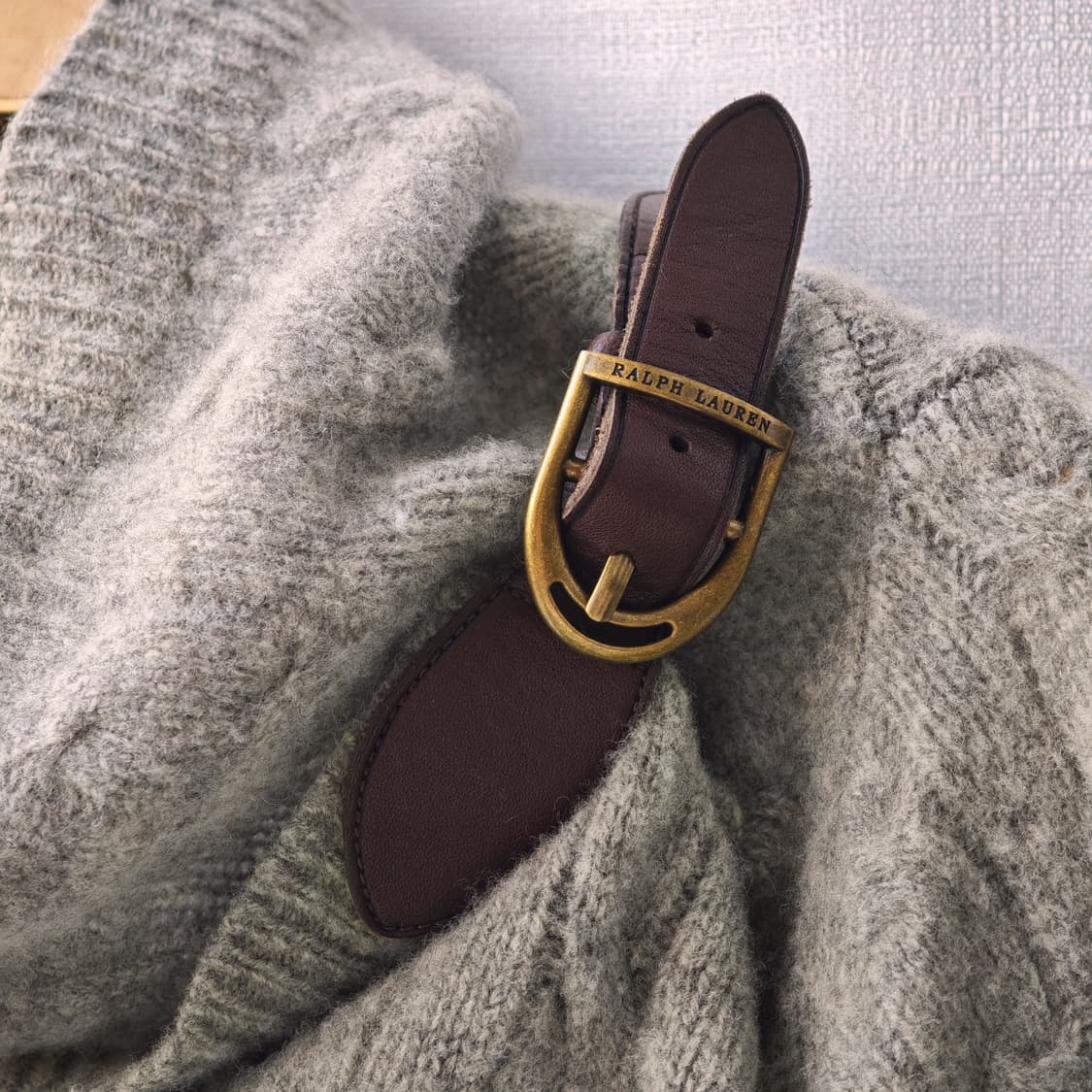 폴로 랄프로렌 울 캐시미어 소가죽스트랩 워머 니트 가디건 라이트그레이 M 상품이미지6