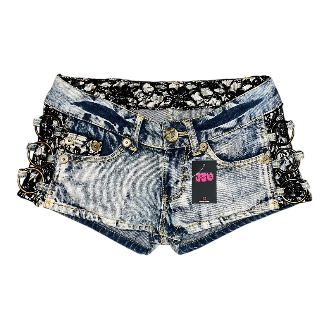 WORKS 사이드 레이스 링 데님 숏팬츠 갸루y2k 상품이미지1