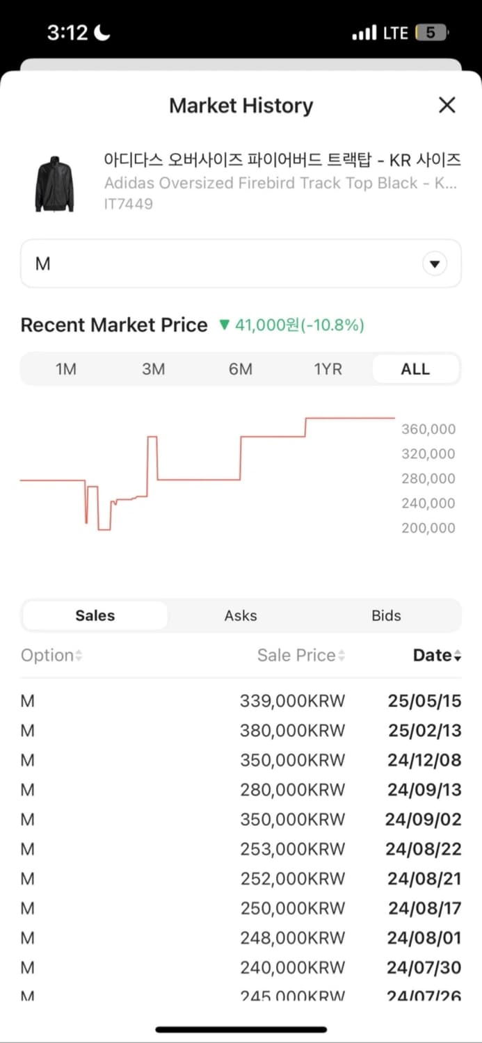 아디다스 오버사이즈 파이어버드 트랙탑 블랙 M 상품이미지5
