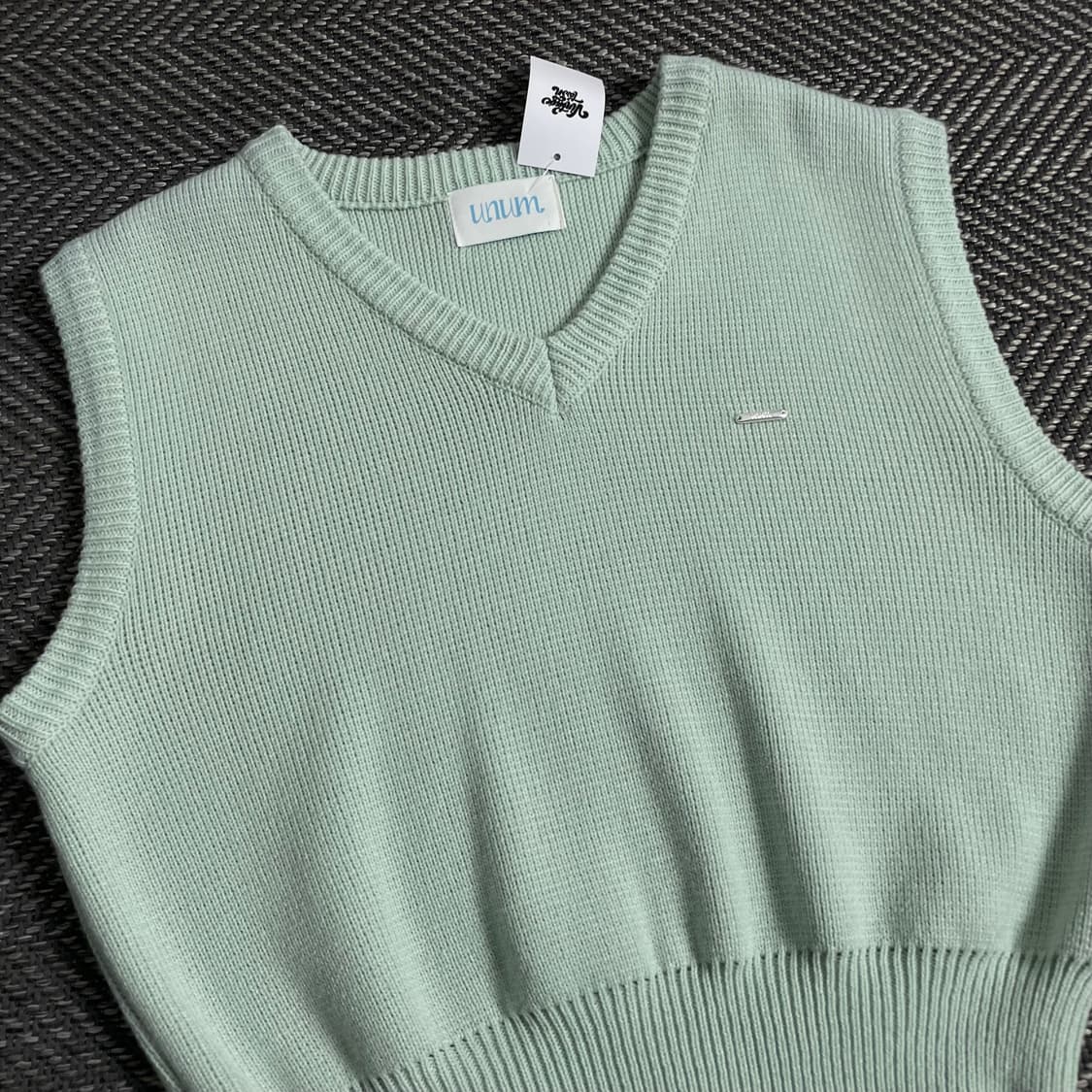 빈티지 크롭 와플 니트 베스트 o 3370 상품이미지3