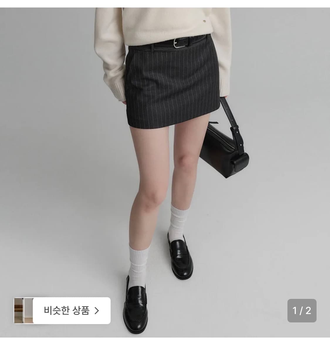 룩캐스트 시엔 미니 스커트 차콜 스트라이프 m 상품이미지1