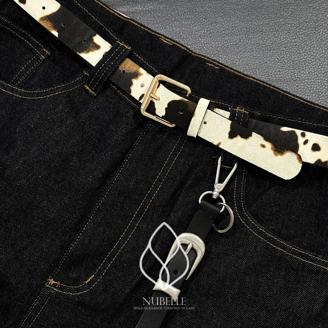 🌗 Leopard engraving belt / 호피 송치털 음각 벨트 상품이미지2