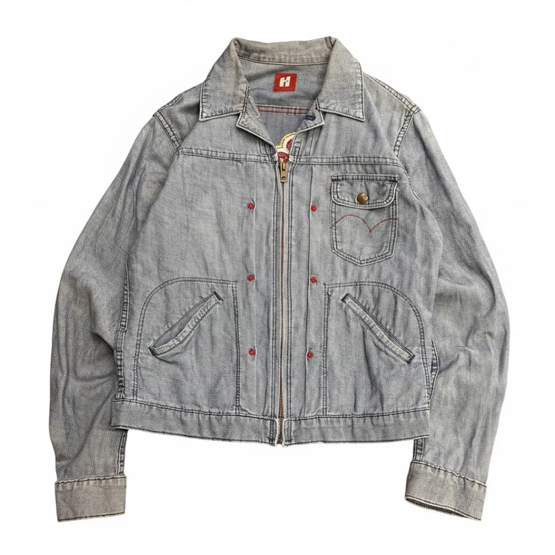 90s 히스테릭 글래머 지퍼 데님 자켓 사가라 자수 상품이미지2