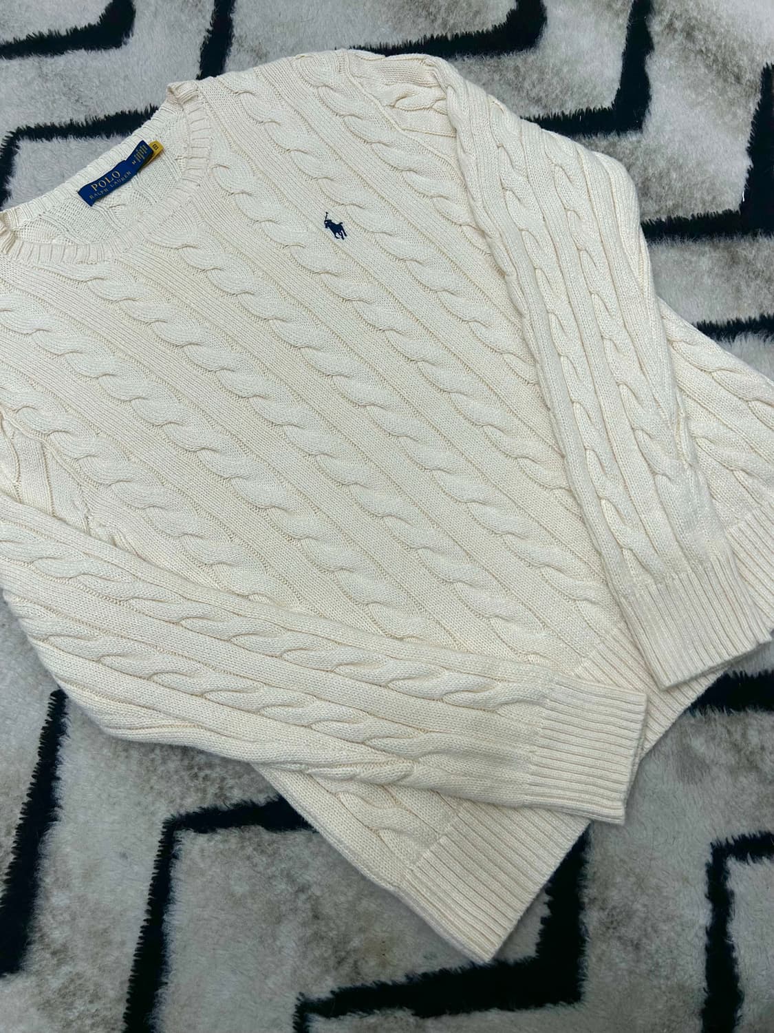 [M]폴로랄프로렌 케이블 코튼 니트/아이보리 상품이미지1