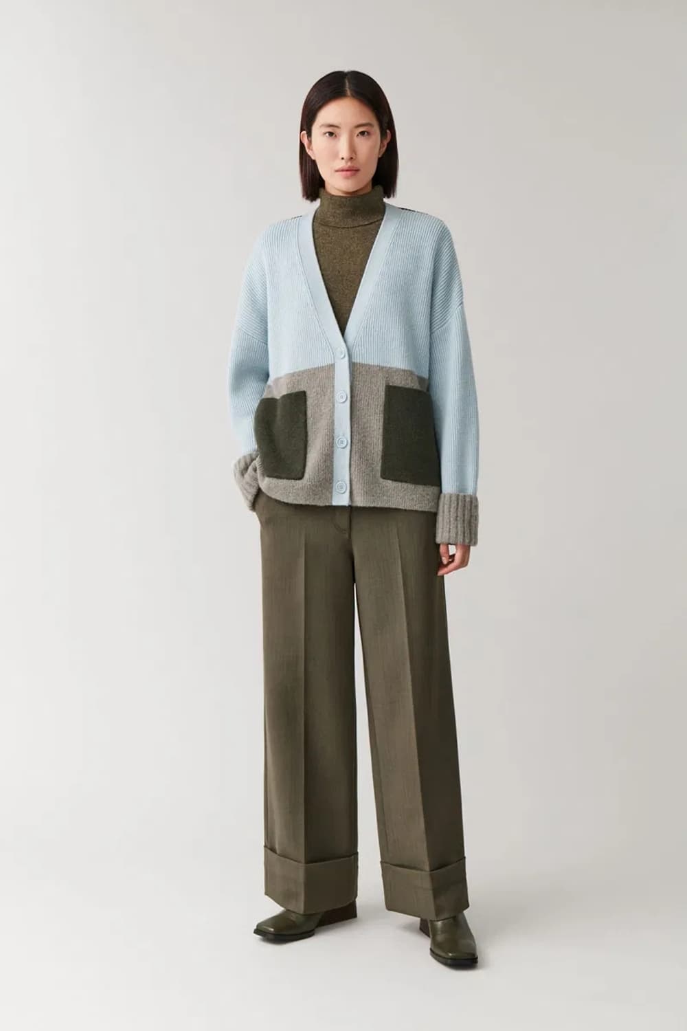 코스 알파카 컬러블록 가디건 / 여성 가디건/ 여자 가디건  상품이미지2