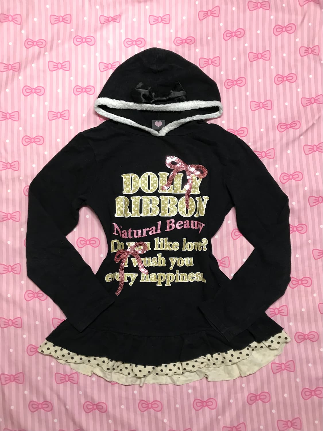 핀터깔 도트 레이어드 후디 상품이미지1