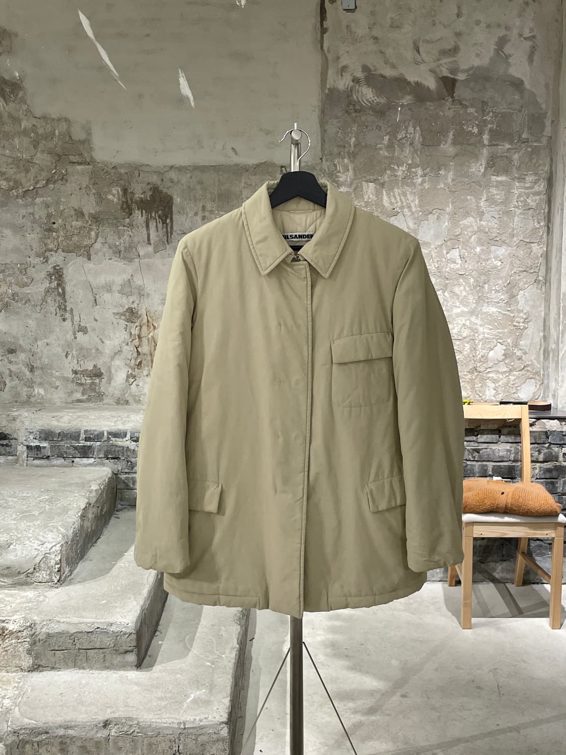 질샌더 슈크림 히든 버튼 누빔 자켓 상품이미지1