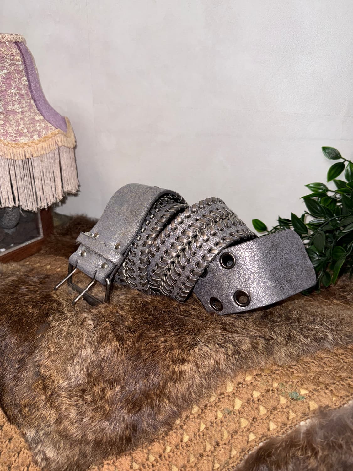 Metal silver western double buckle belt 상품이미지2