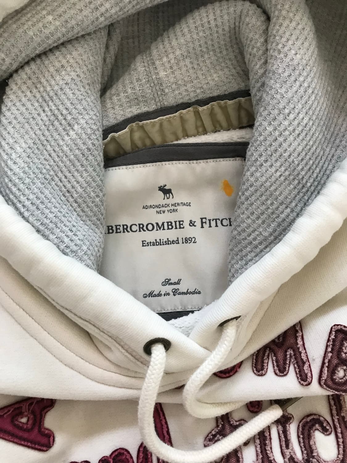 아베크롬비 자수로고 화이트 후드티 상품이미지7