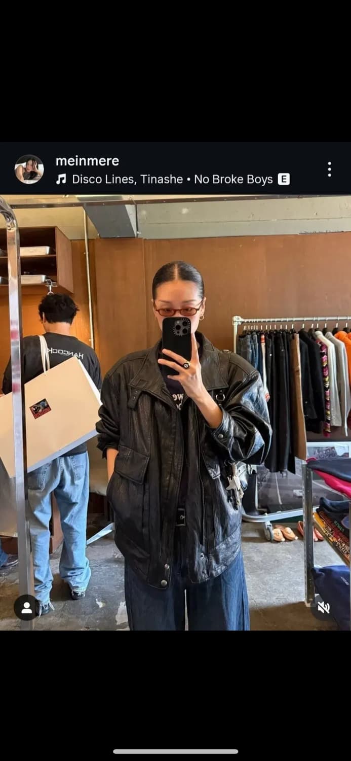 (거의 새상품) 오데스 빈티지 하이넥 레더 자켓 블랙 상품이미지2