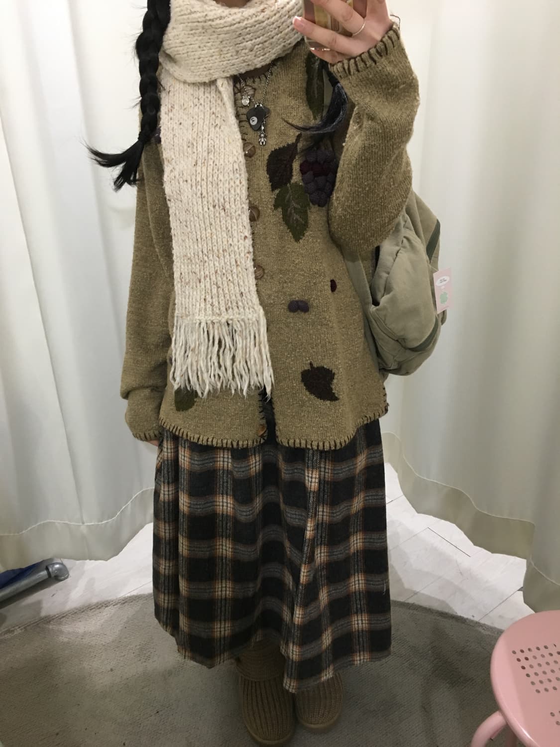 Caramel check skirt 상품이미지4