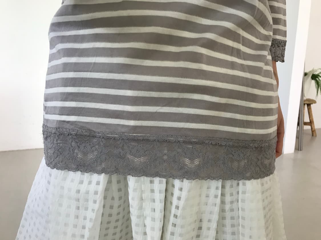 vintage stripe pattern lace top 상품이미지6