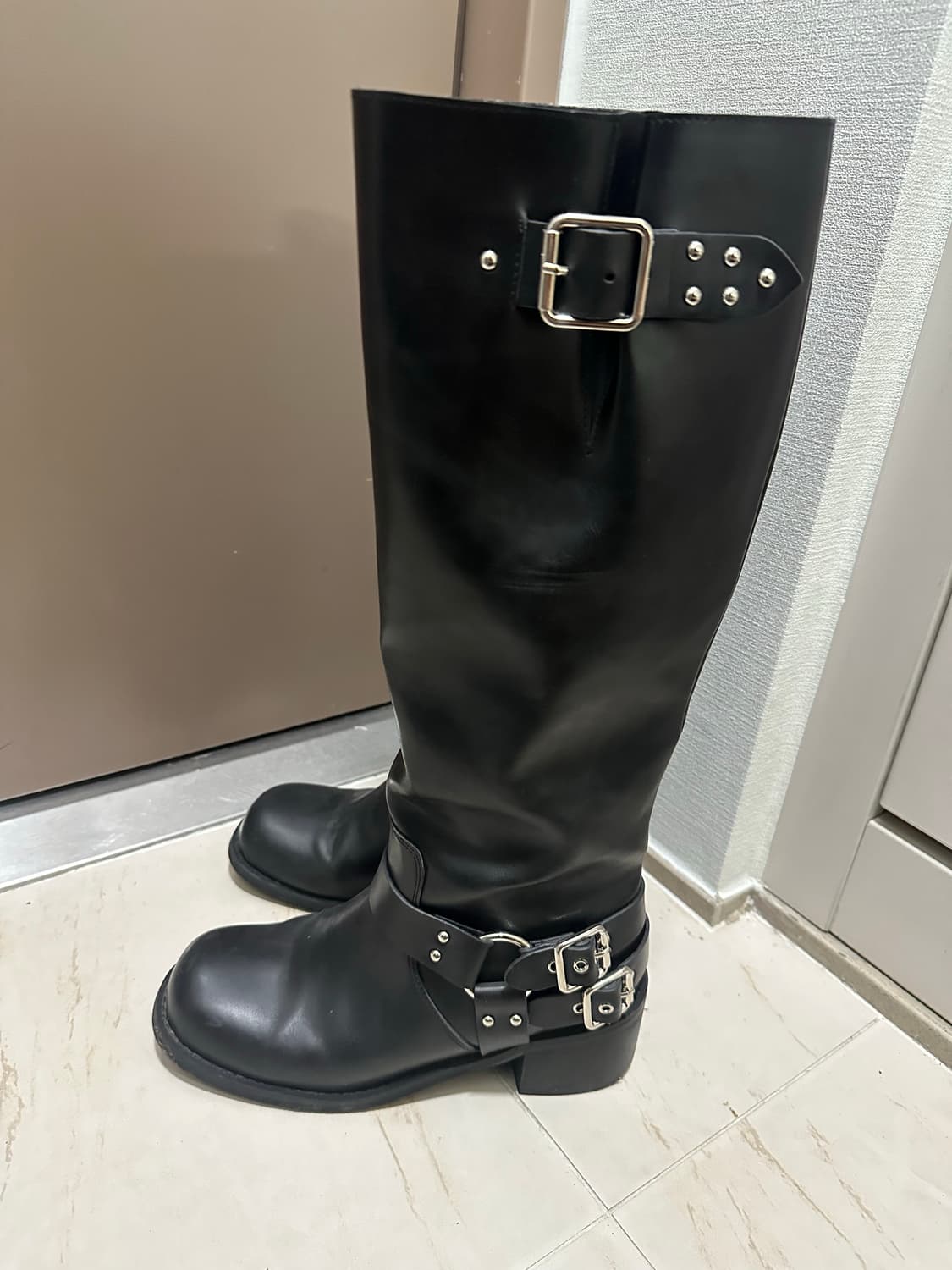 에프터나인티스 빈티지 버클 롱부츠 블랙 240 (5cm)  상품이미지2