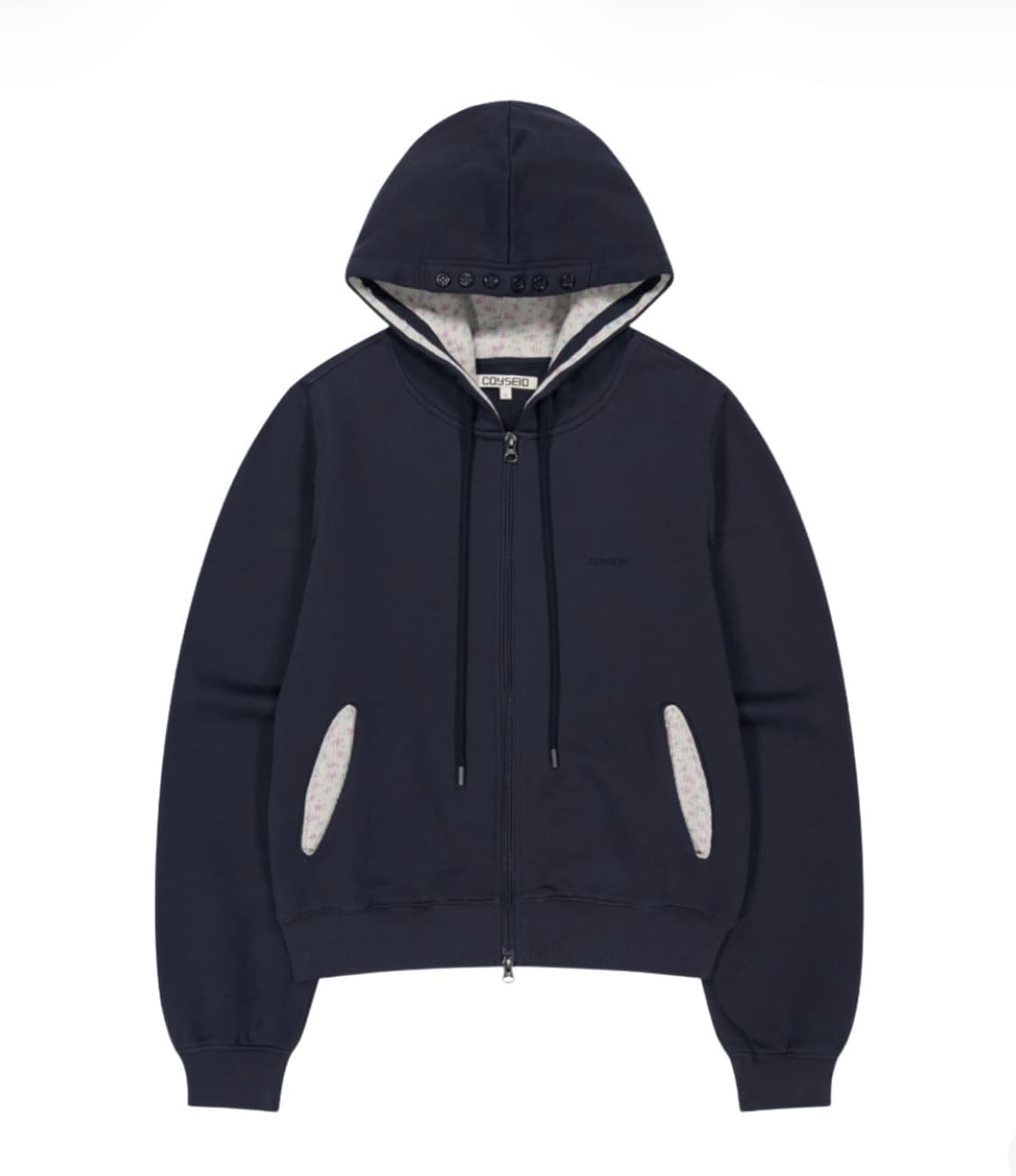 코이세이오 플라워 포인트 집업 후디 네이비 상품이미지1