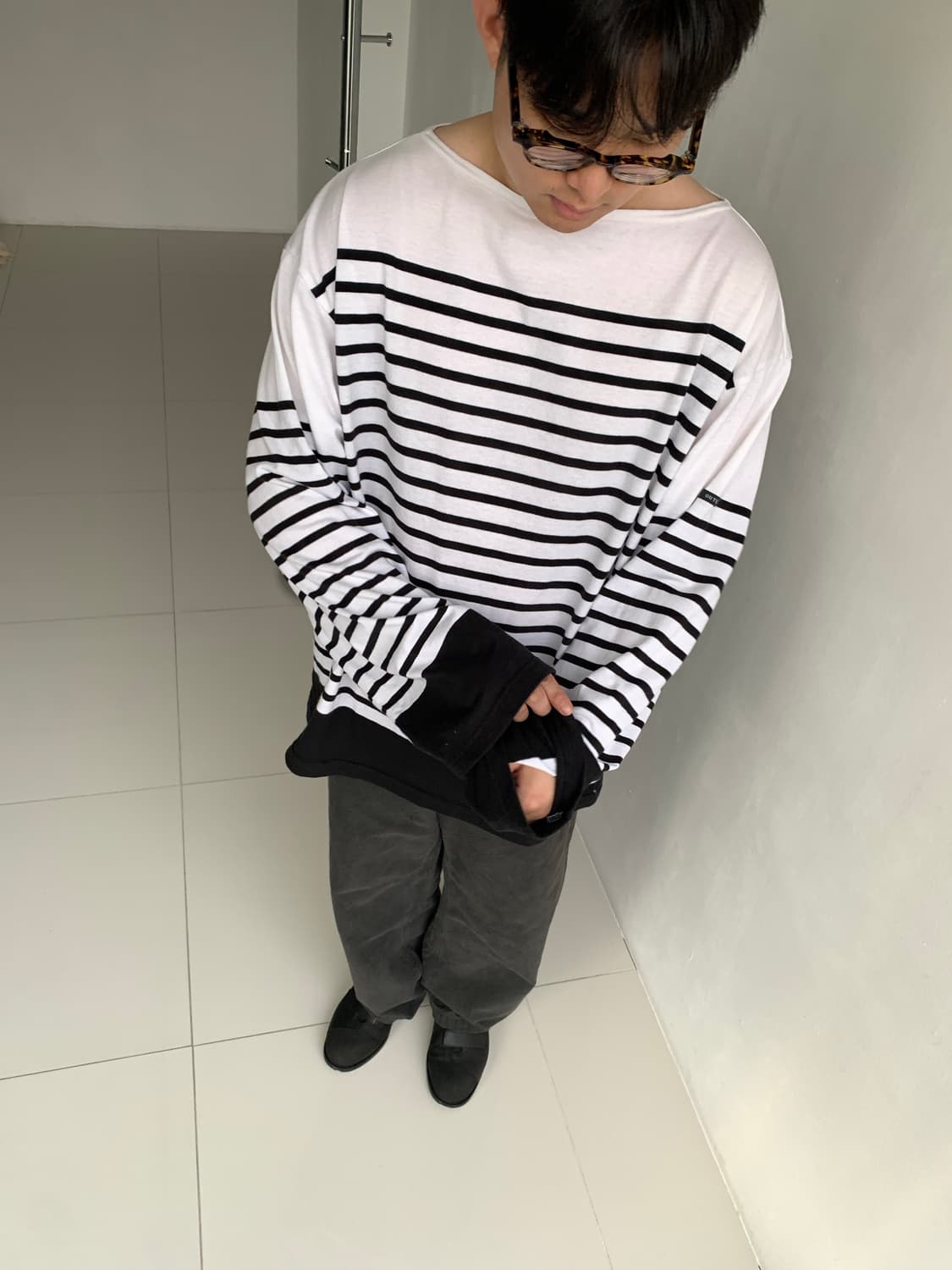 Outil 우티 tricot aast 스트라이프 롱 슬리브 상품이미지1
