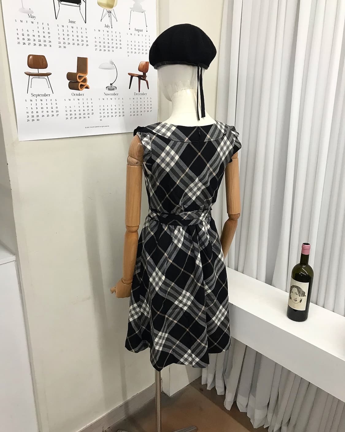 버버리 블랙 체크 벨티드 프릴 원피스 상품이미지9