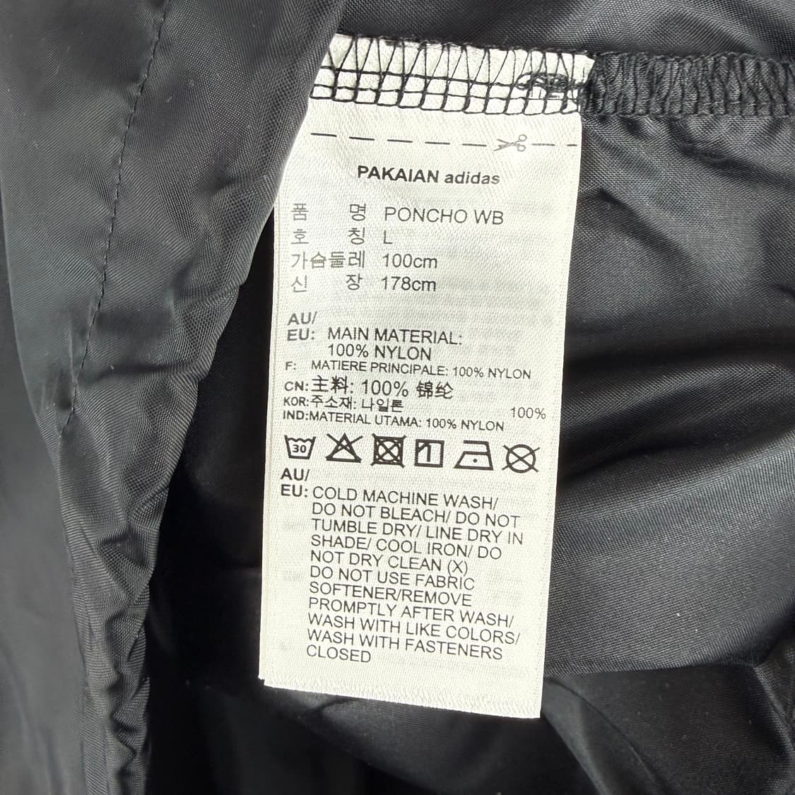 (L) 아디다스 오리지널 판초 윈드브레이커 백로고 후드 바람막이 블랙 상품이미지5