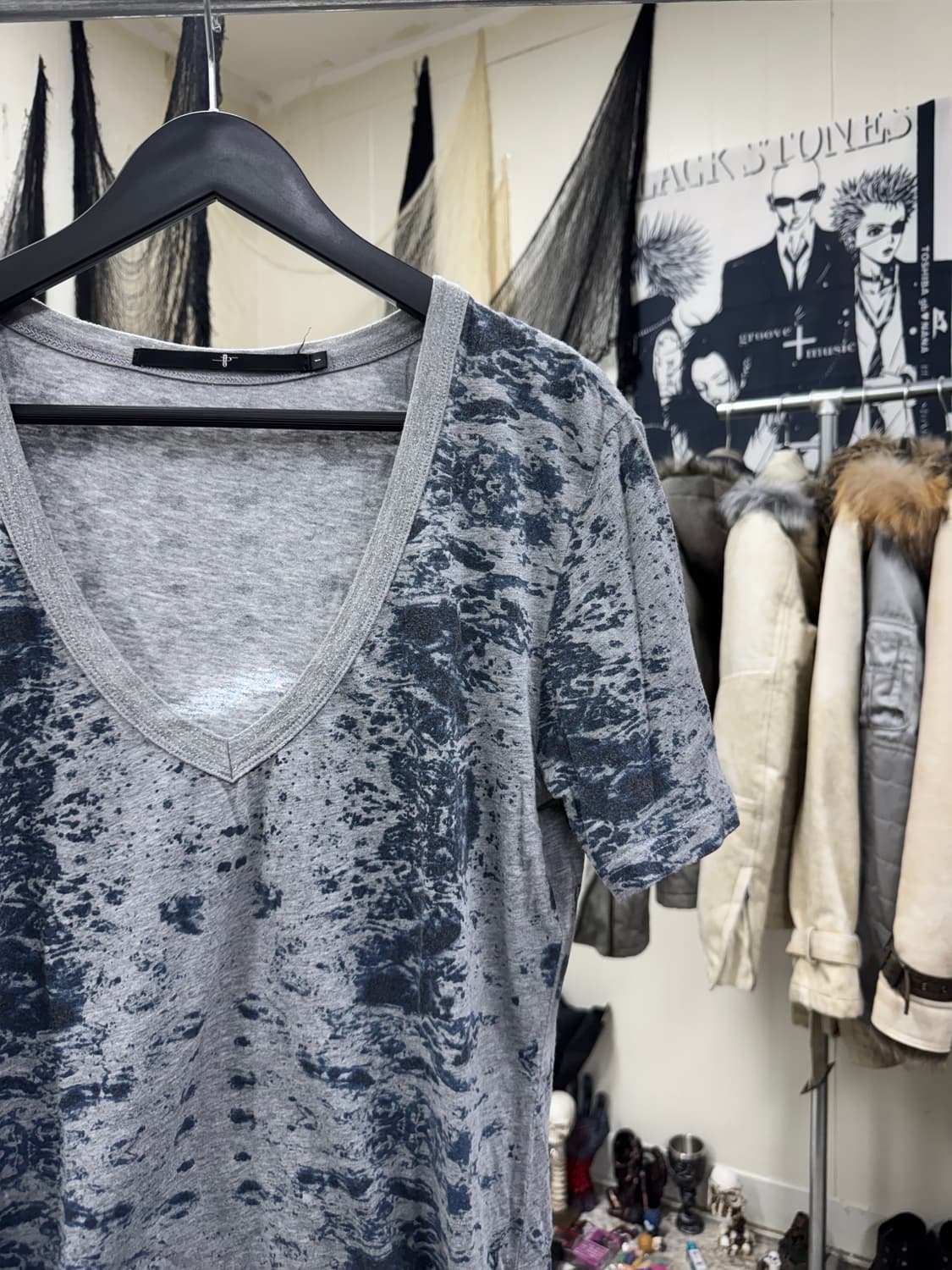 No id 00s marbling printing top 상품이미지3