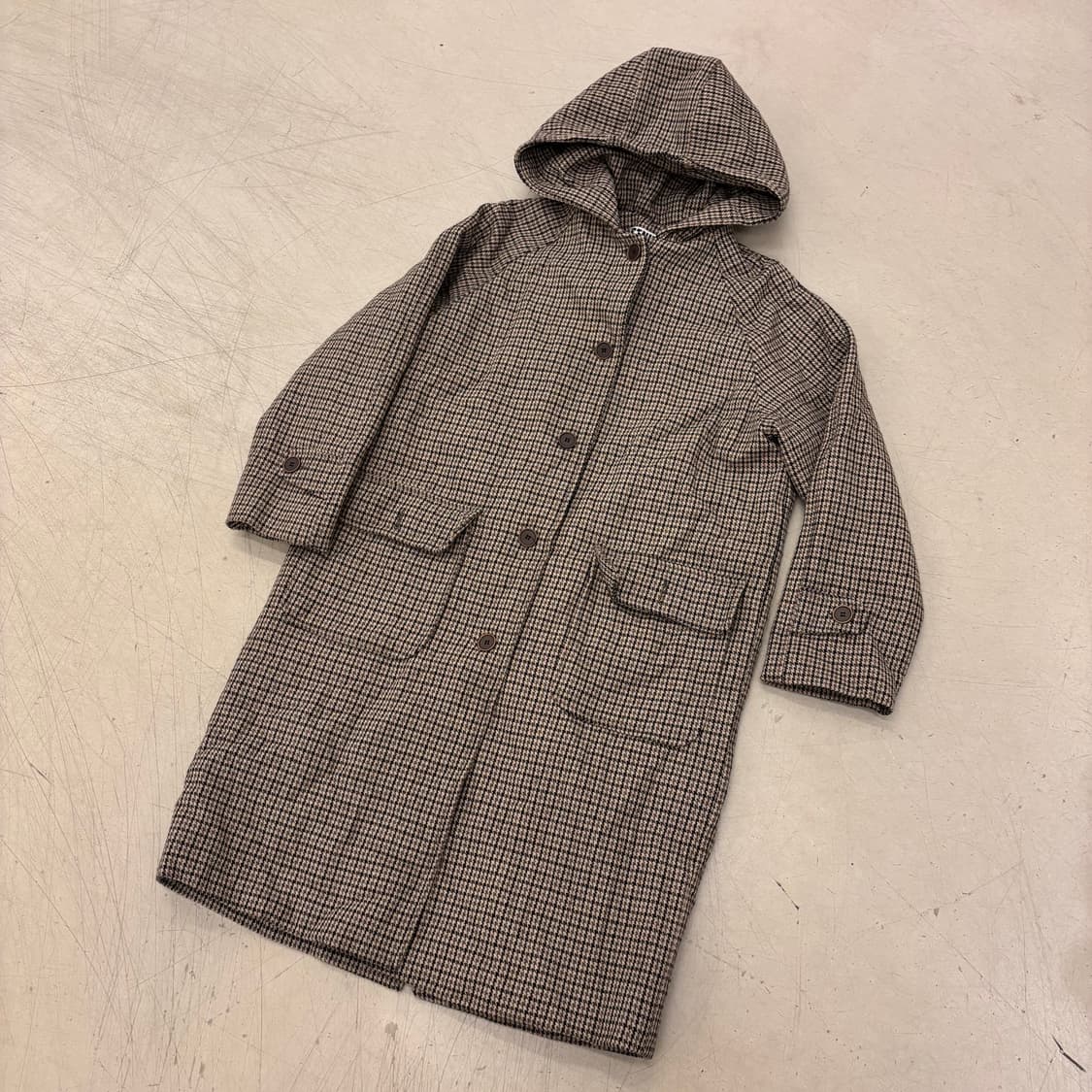 빈티지 하운드투스 체크 우먼 후드 코트 상품이미지1