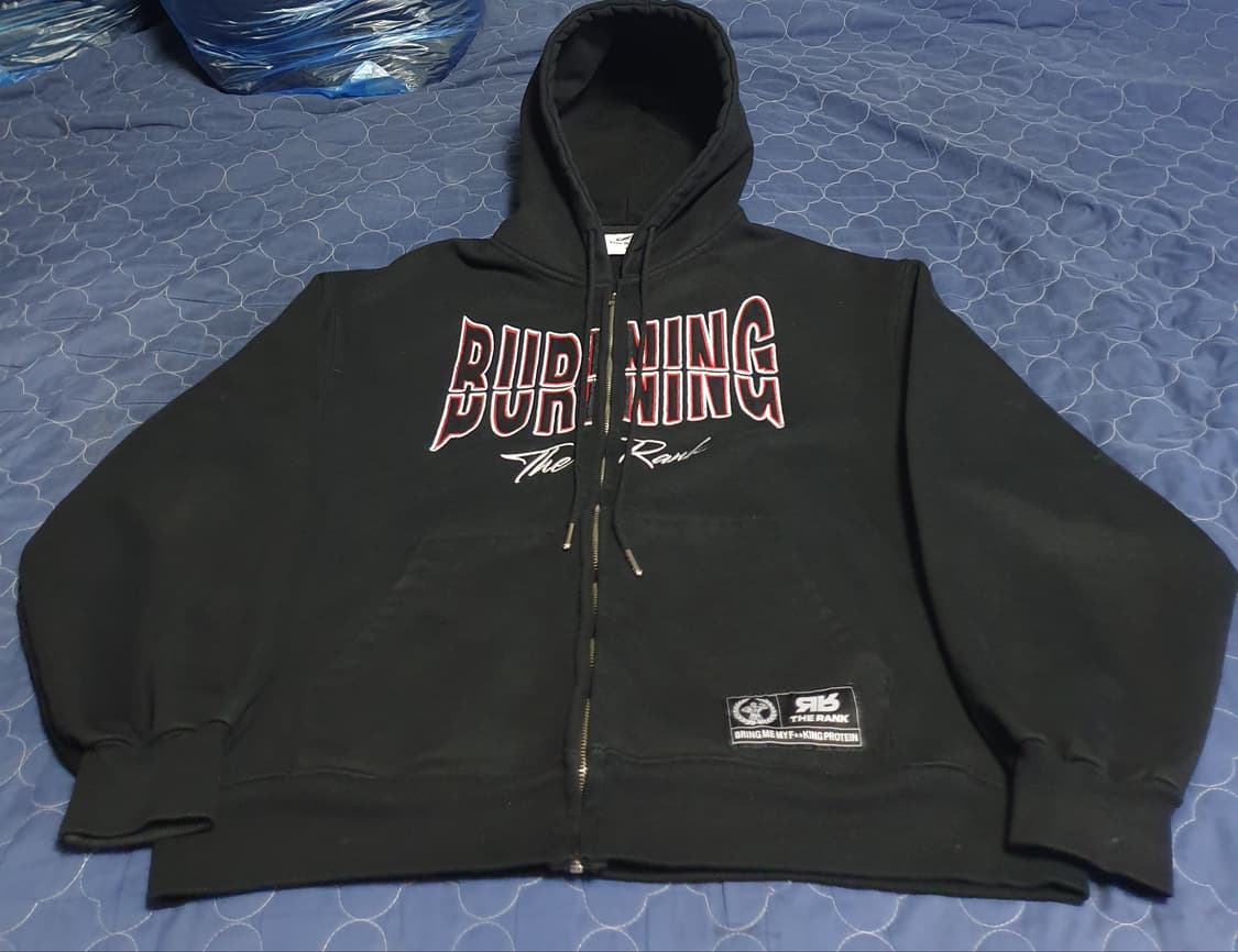 THE RANK 버닝 레볼루션 기모 후드집업 블랙  (1사이즈) 상품이미지3