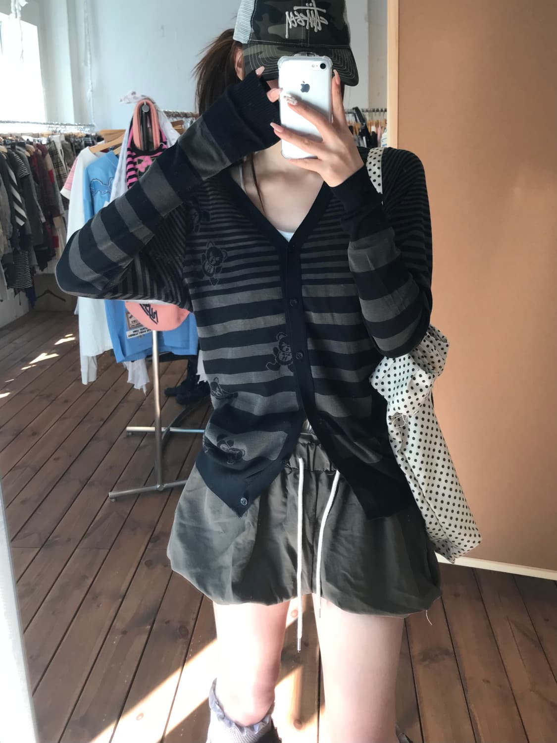 히스테릭글래머 퍽베어 카키 가디건 상품이미지3