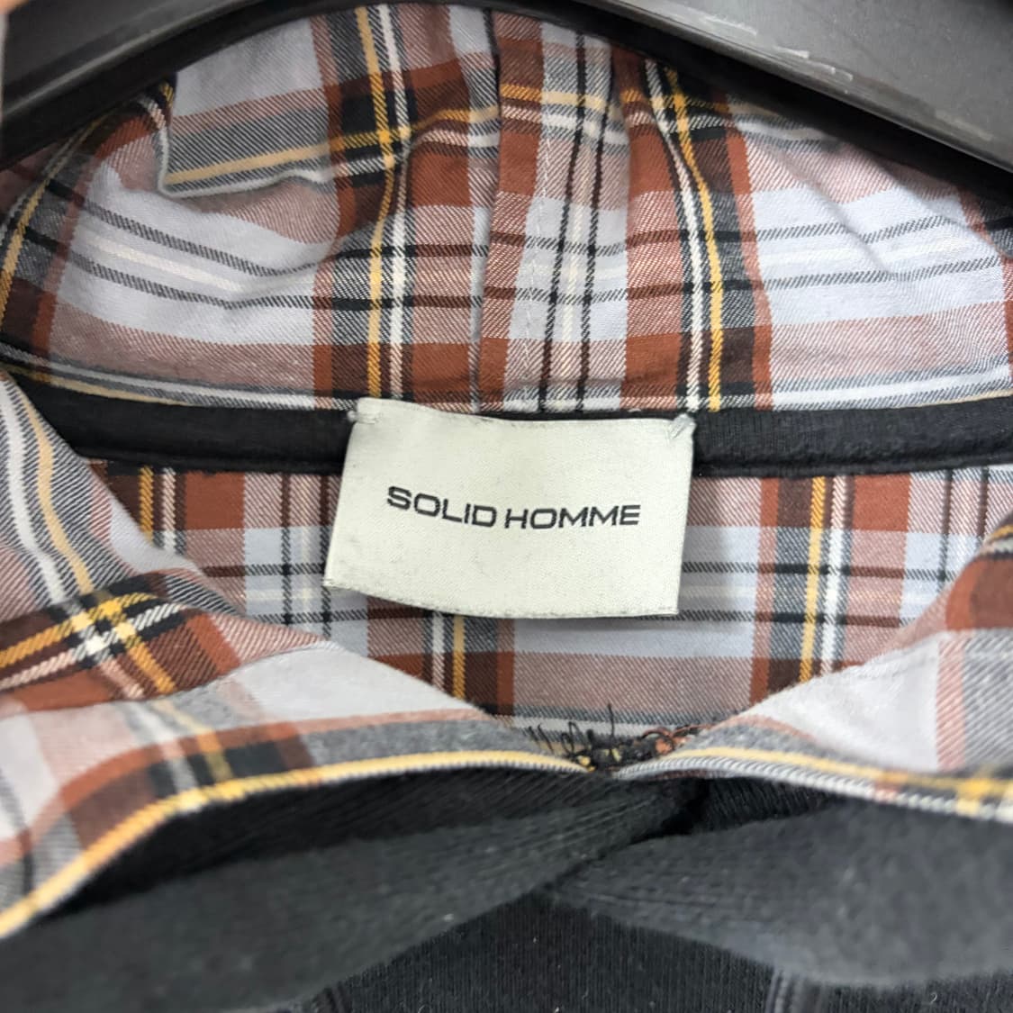 솔리드옴므 체크 레이어드 후드 상품이미지7