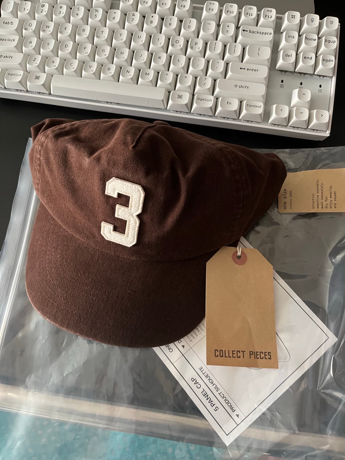 [os] 컬렉트피시스 쓰리 5 패널 캡 브라운 상품이미지1
