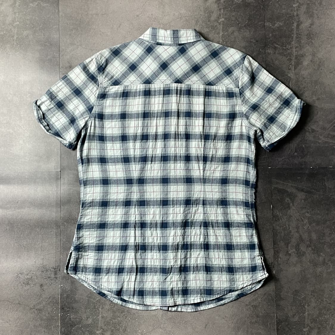 CARHARTT 칼하트 블루 체크 롤업 반팔 워크 셔츠 A01008 상품이미지7
