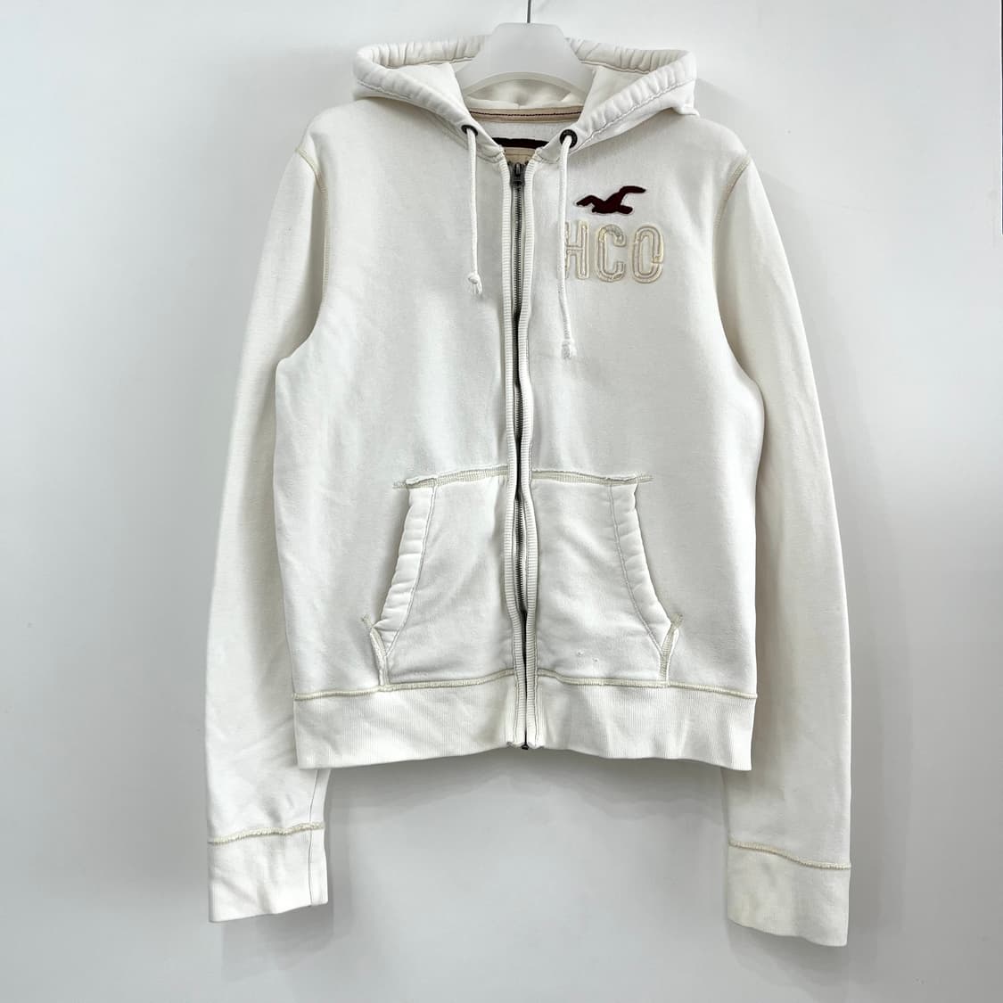 홀리스터 자수로고 아이보리 후드집업 상품이미지2