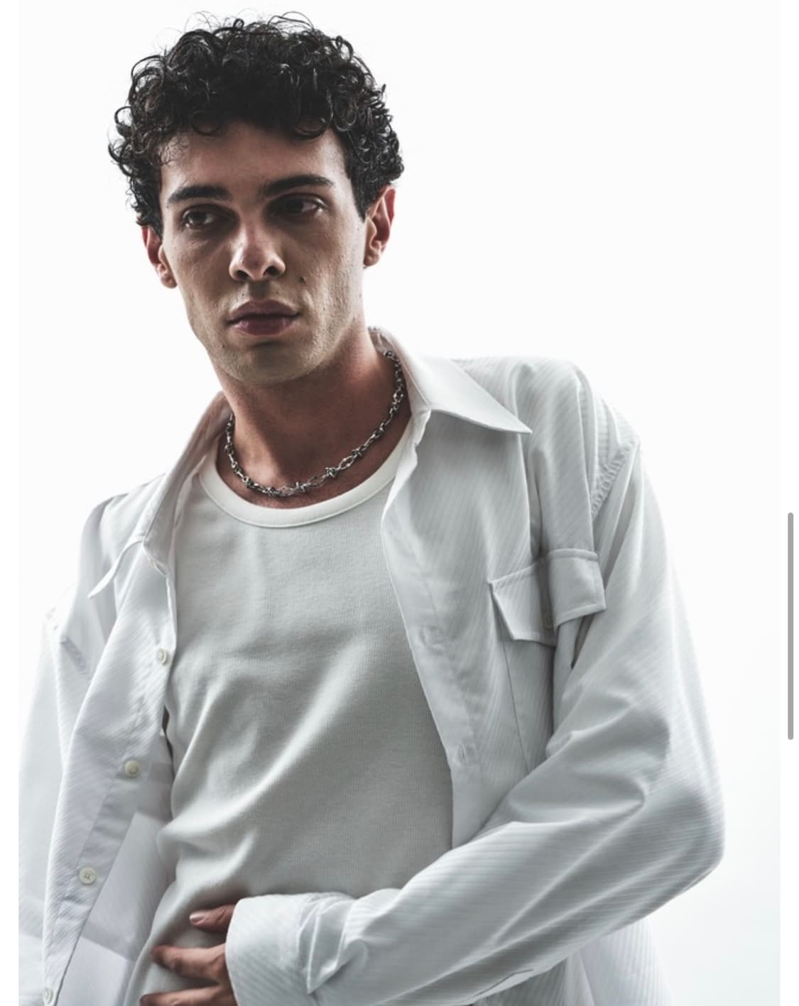 헬렛 / 리브드 슬림 크롭 유넥 롱슬리브 / M 상품이미지1