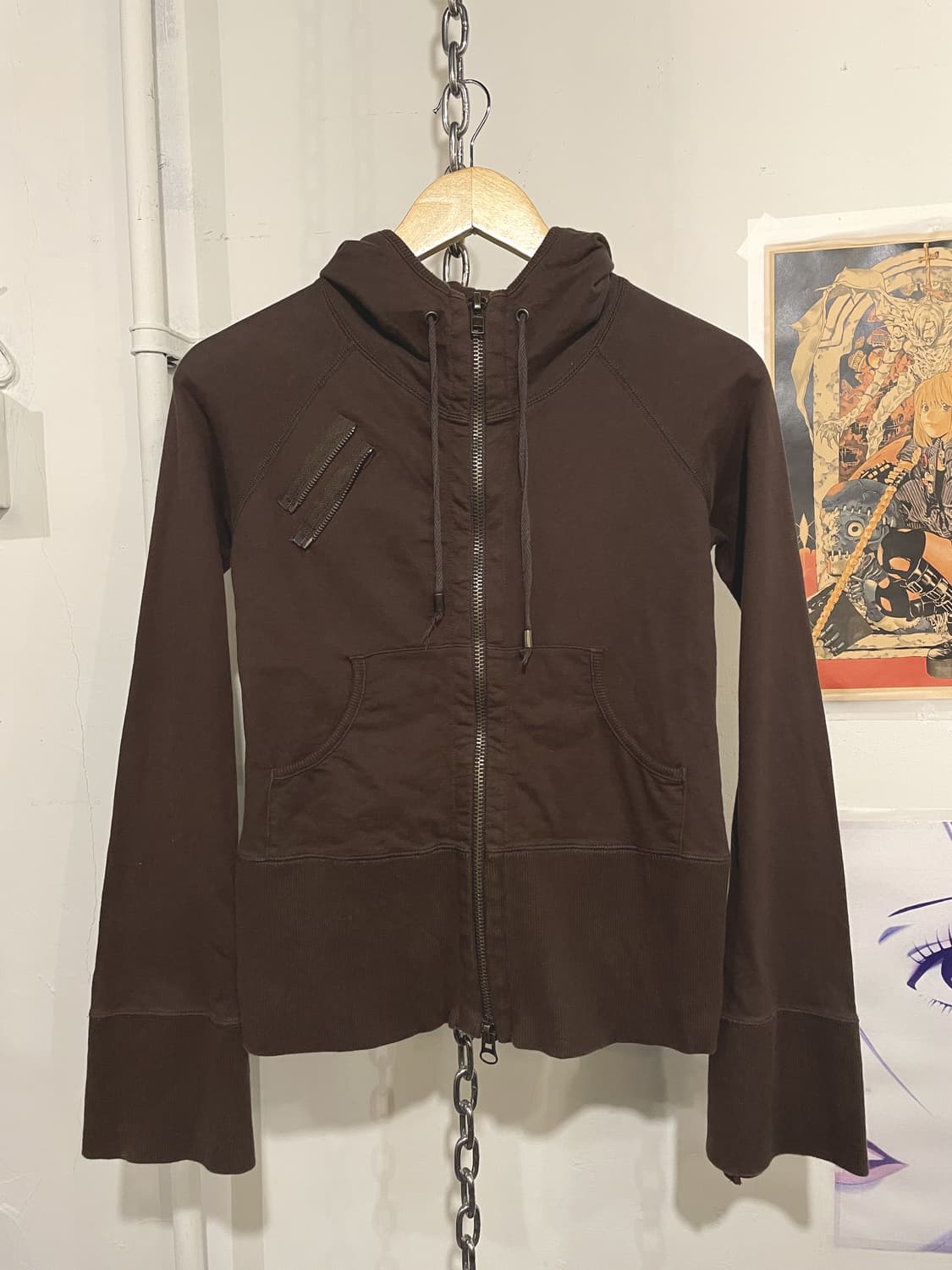 g.o.a 고아 지퍼 디테일 딥브라운 후드집업 y2k 상품이미지1