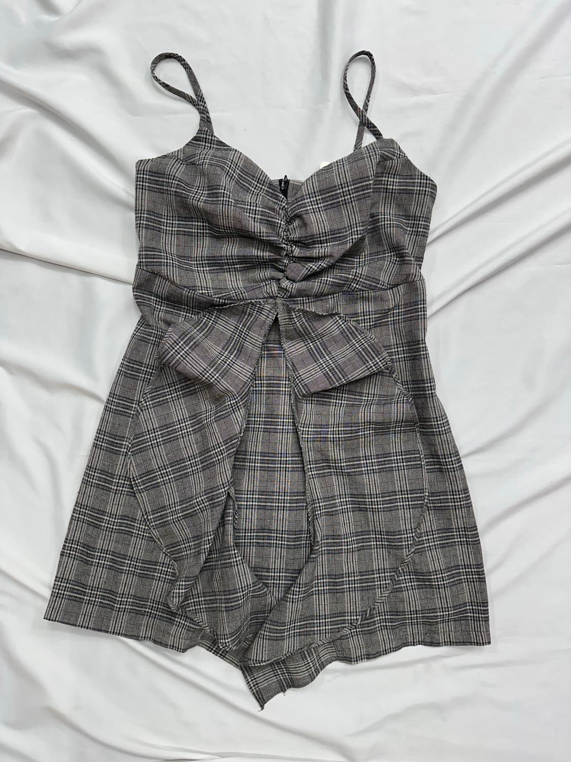 체크 끈나시 원피스 상품이미지1