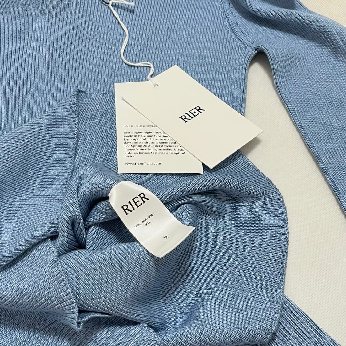 [M]]리에르 Rib 실크 폴로 니트/블루 상품이미지4