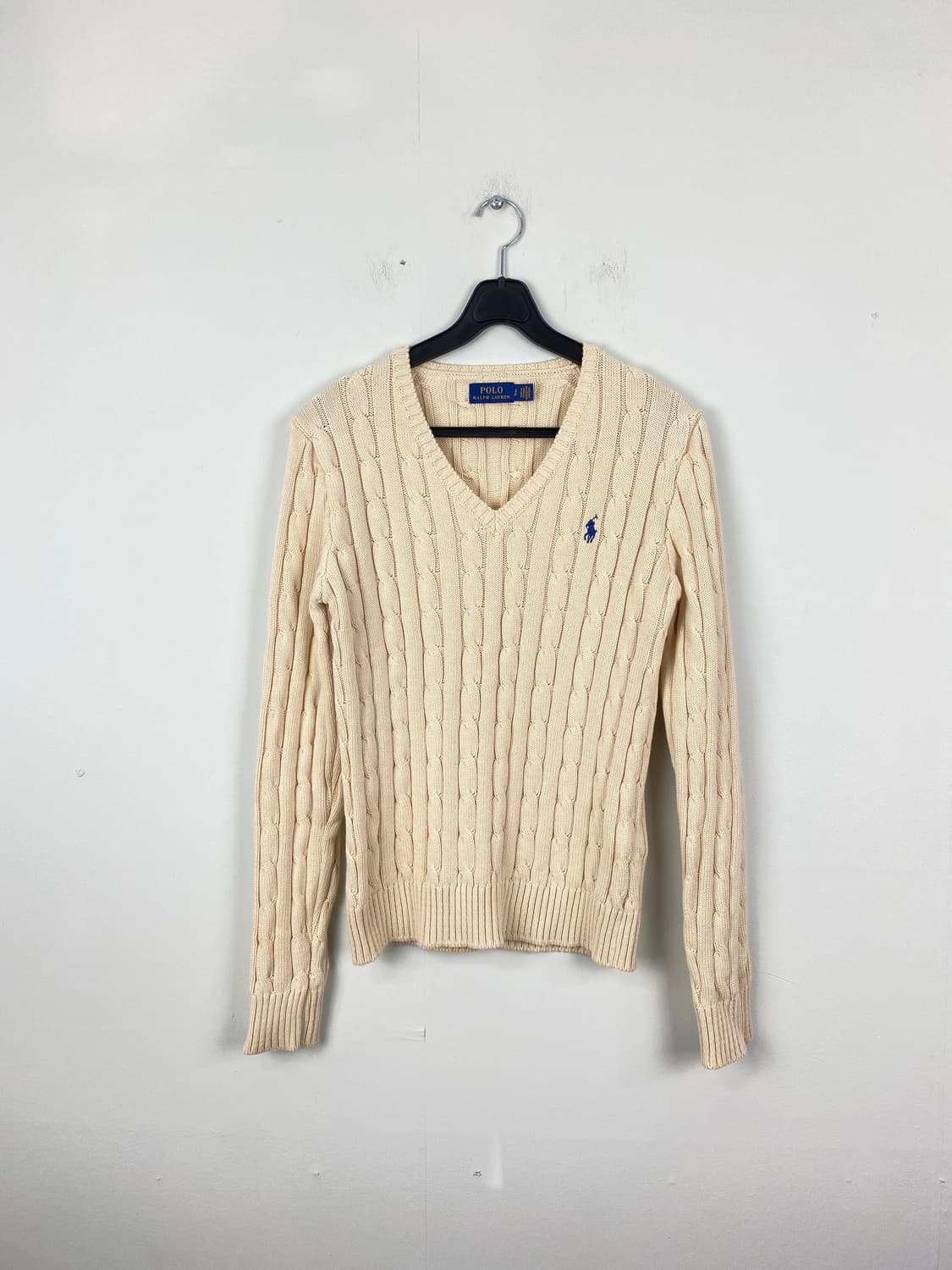 폴로 랄프로렌 아이보리 꽈배기 브이넥 니트 S 상품이미지1