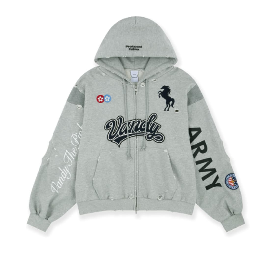 [2] 반디더핑크 X 프로토콜인덱스 후드집업 그레이 상품이미지1