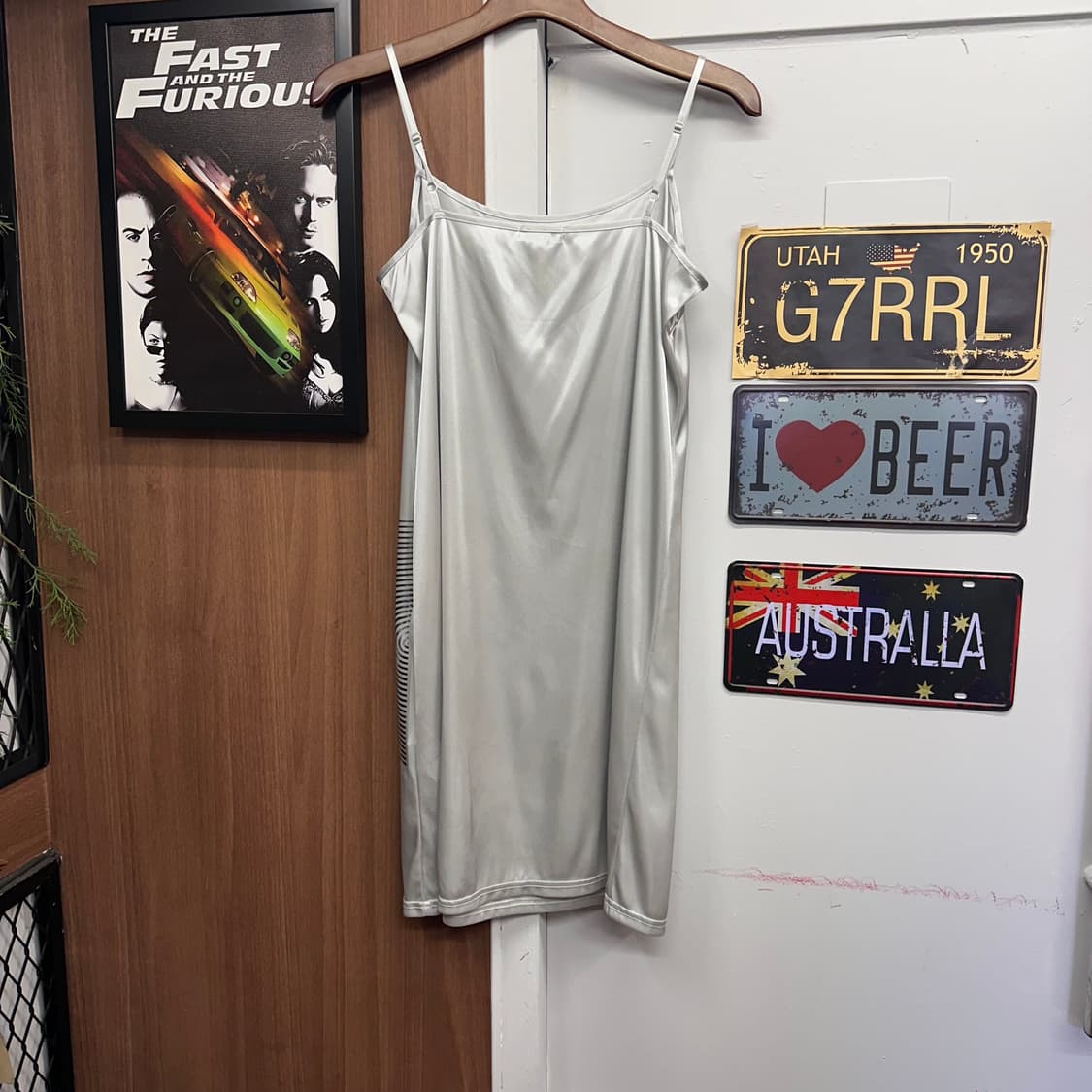 Gray Shimmer Reprint Slip Dress  상품이미지2