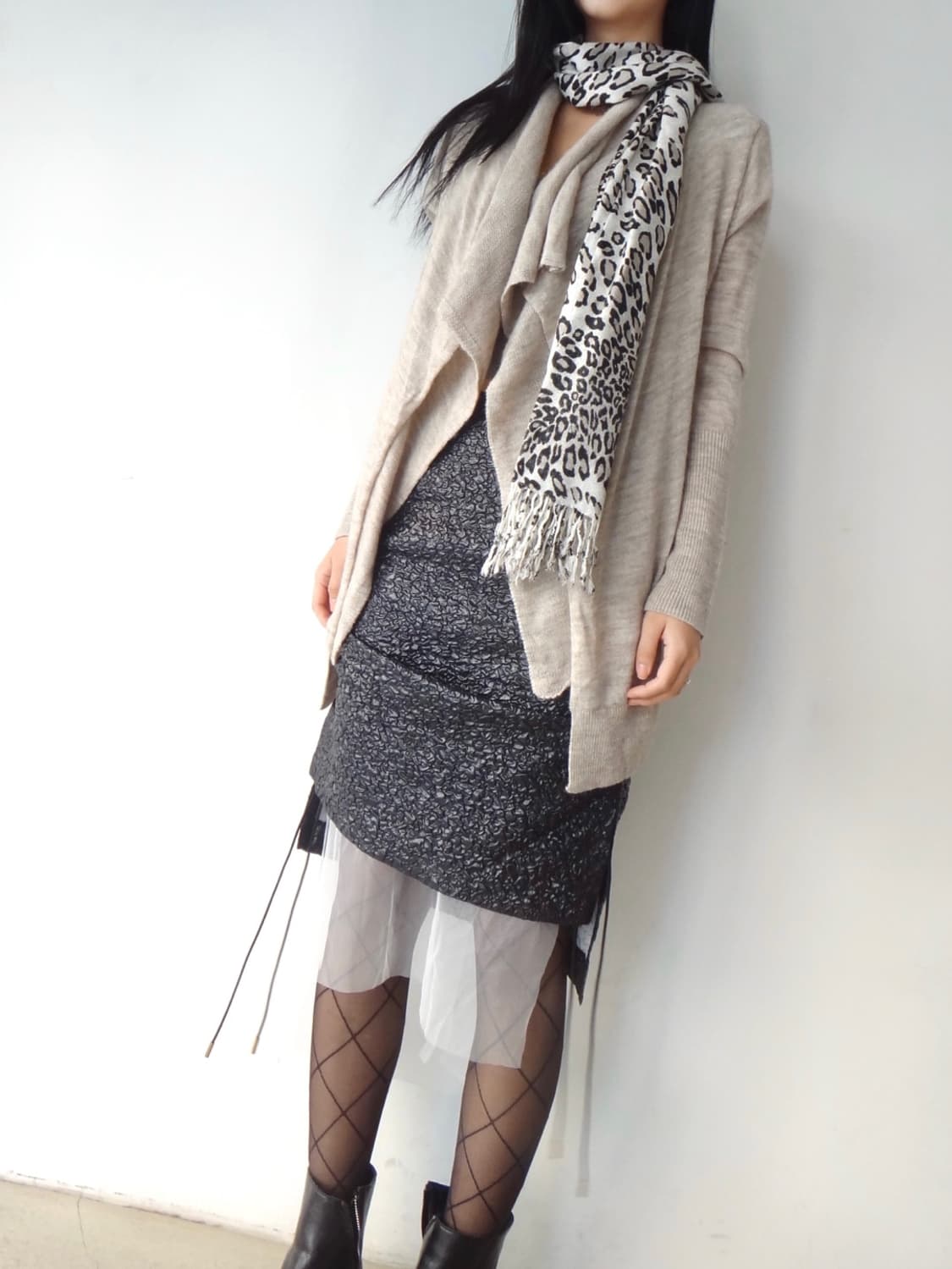 Jacquard lace layered skirt / black 상품이미지10