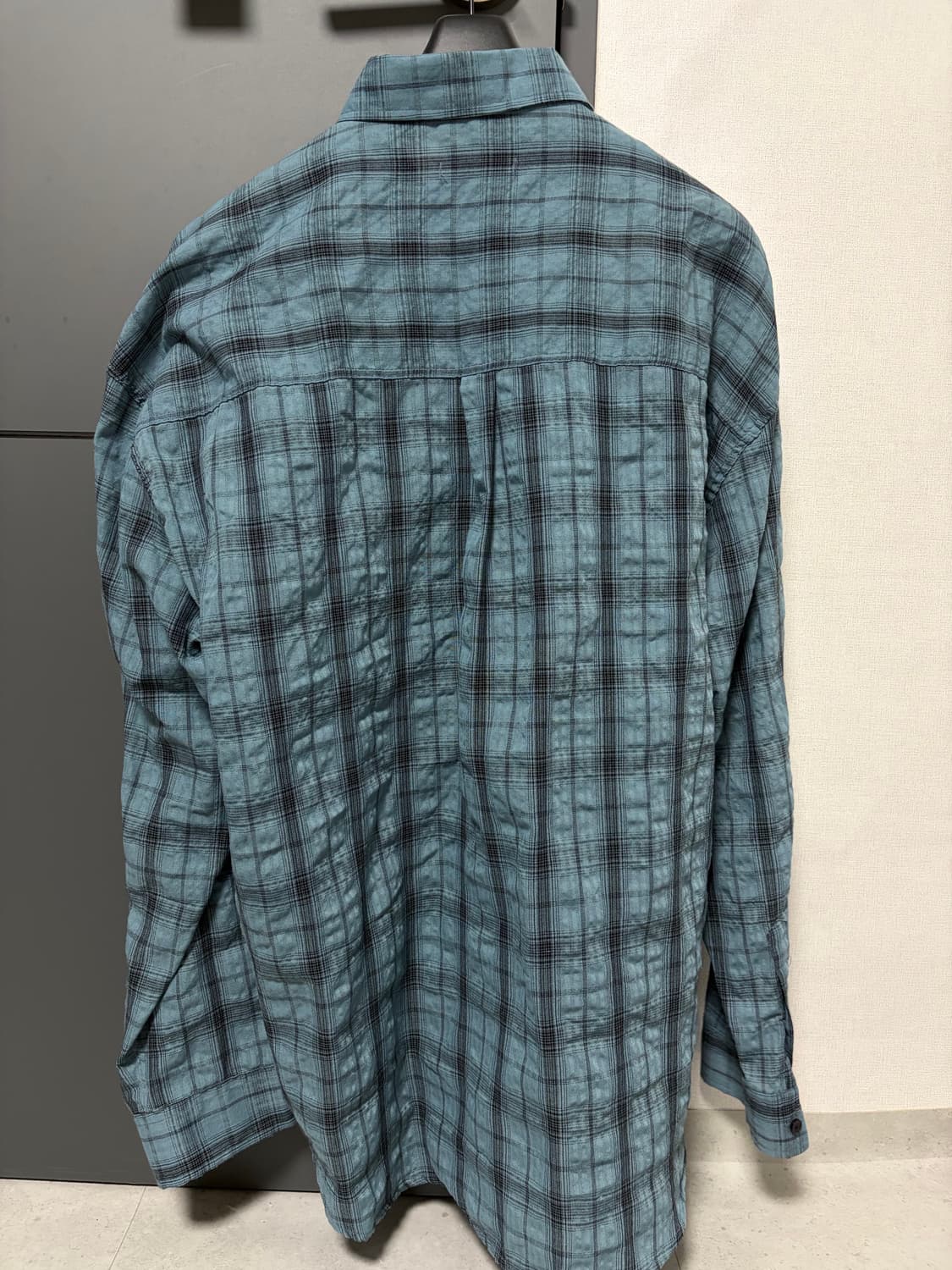 체크무늬 네이비 블루 셔츠 상품이미지2